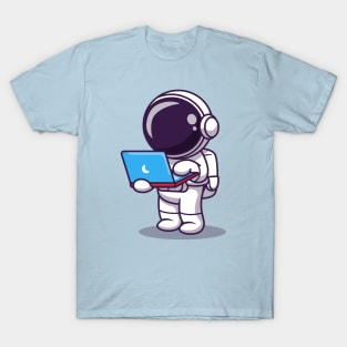 Cute Astronaut Working On Laptop (2) T-Shirt